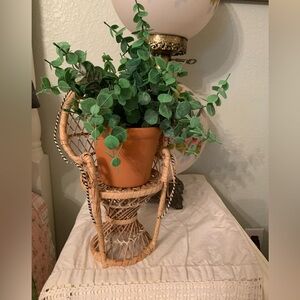 Boho peacock chair plant holder or doll holder great condition